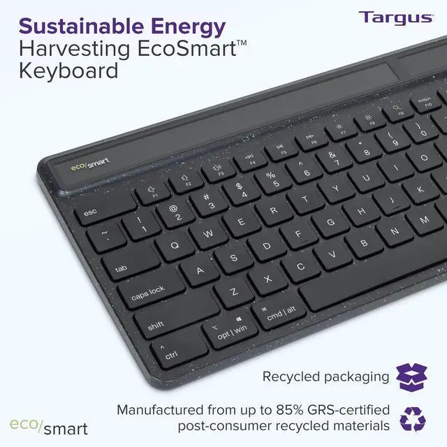Alt view image 4 of 7 - Targus Sustainable Ergonomic EcoSmart Keyboard AKB871US