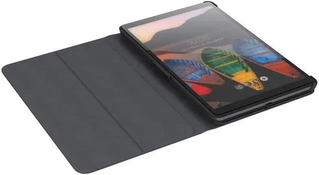 Alt view image 13 of 14 - lenovo tab m8 folio case, polycarbonate and microfiber material, polyurethane protective film, zg38c02862, black