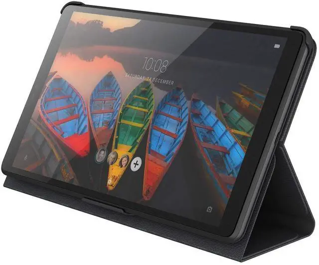 Alt view image 14 of 14 - lenovo tab m8 folio case, polycarbonate and microfiber material, polyurethane protective film, zg38c02862, black
