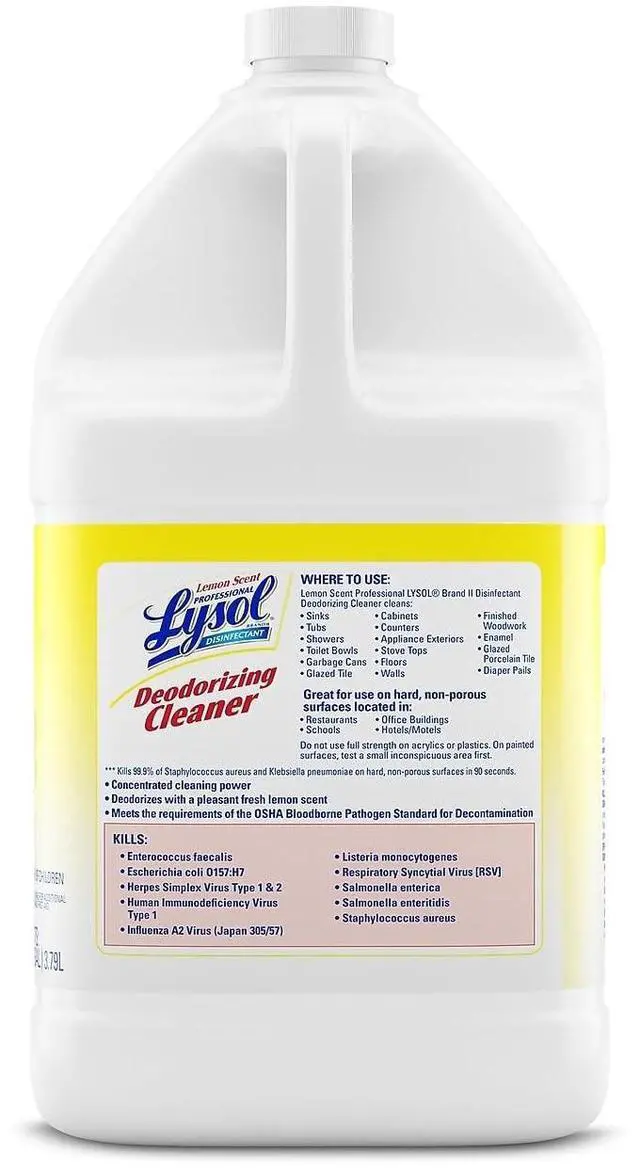 Alt view image 16 of 19 - Reckitt Benckiser 76334CT Professional LYSOL Brand Disinfectant Deodorizing Cleaner, 1 gal. Bottle, Concentrate, Lemon Scent