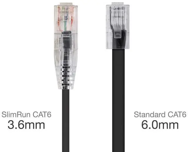 Alt view image 14 of 18 - Monoprice Cat6 Ethernet Patch Cable - 1 Feet - Black | Network Internet Cord - Snagless RJ45 Stranded 550MHz UTP CMR Riser Rated Pure Bare Copper Wire 28AWG - SlimRun Series