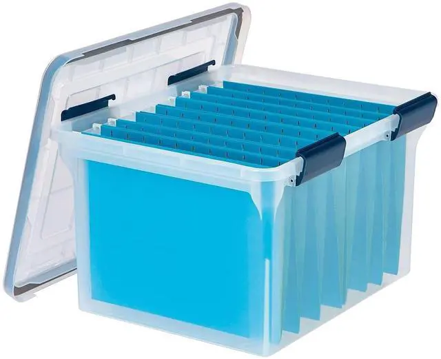 Alt view image 2 of 5 - IRIS Weathertight File Box Letter/Legal Files Clear/Blue Accents 110601
