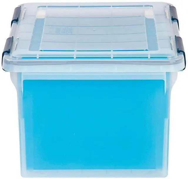 Alt view image 5 of 5 - IRIS Weathertight File Box Letter/Legal Files Clear/Blue Accents 110601