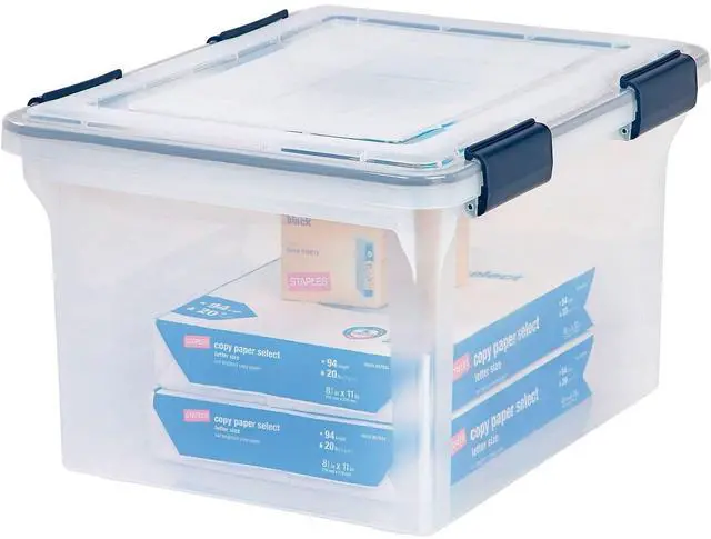 Alt view image 4 of 5 - IRIS Weathertight File Box Letter/Legal Files Clear/Blue Accents 110601