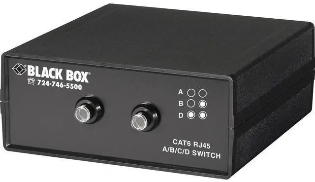 Alt view image 2 of 2 - Black Box 3-to-1 CAT6 10-GbE Manual Switch (ABCD) - 6.1" Width x 6.5" Depth x 2.8" Height