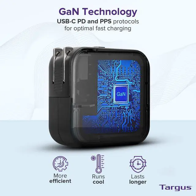 Alt view image 12 of 14 - Targus PowerElite 100W GaN Wall Charger