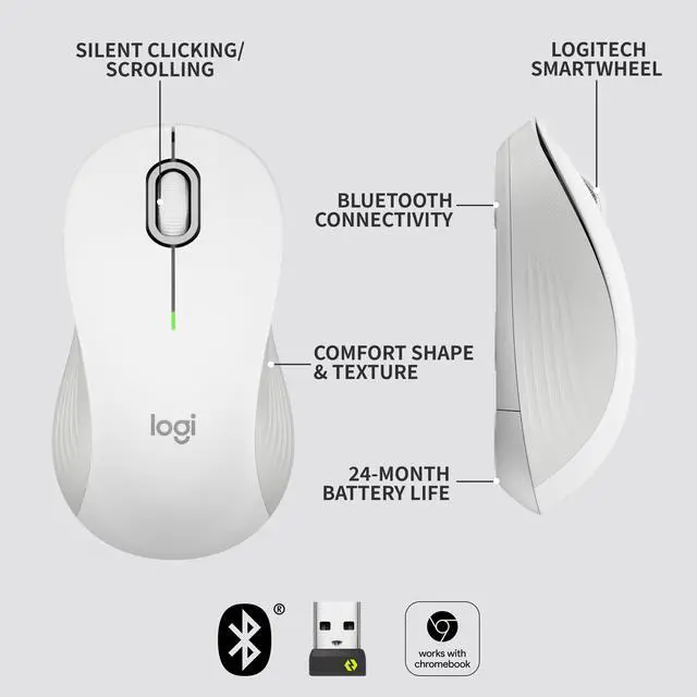 Alt view image 18 of 19 - Logitech Signature M550 Wireless Mouse For Small to Medium Sized Hands 2-Year Battery Silent Clicks Off-white 910006592