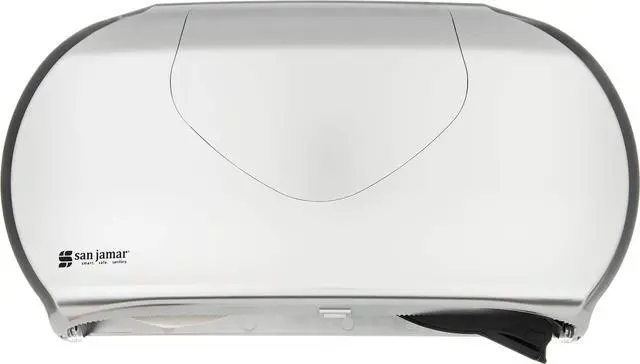 Alt view image 7 of 11 - San Jamar Twin Jumbo Bath Tissue Dispenser 19 1/4 x 6 x 12 1/4 Black/Stainless