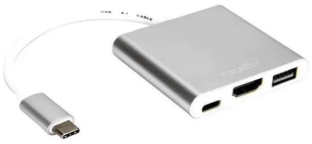 Alt view image 12 of 15 - Rocstor Y10A176-S1 Usb-C To Usb 3.0 Hdmi Usb-C 3.1 Multifunction Adapter 15Cm Silver