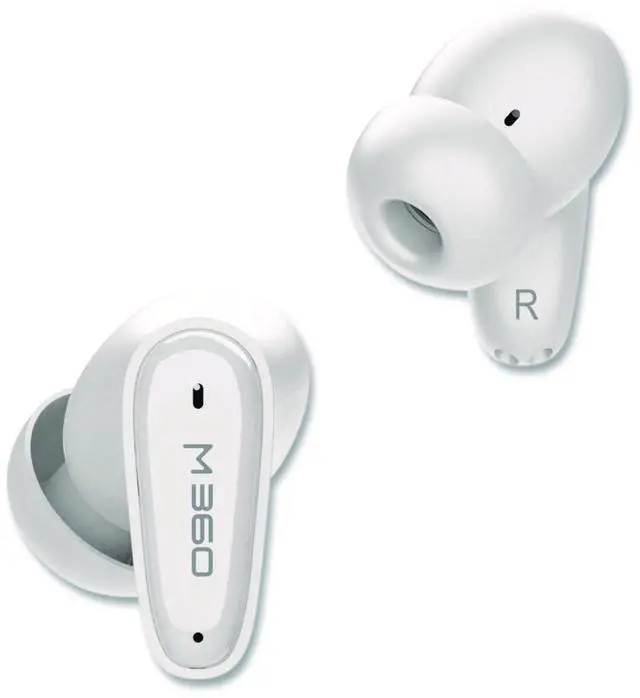 Alt view image 3 of 3 - M360 TW1800W Nemesis True Wireless Earbuds - Bluetooth Headphones with Microphone - 20H Playtime - White - Hi-Fi Stereo - 10mm Graphene Drivers - Magnetic Charging Case - Waterproof IPX5 - BT Version