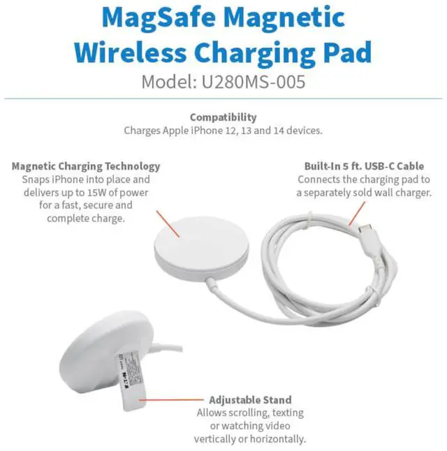 Alt view image 4 of 7 - 15W Wireless Charging Pad USB C White U280MS005