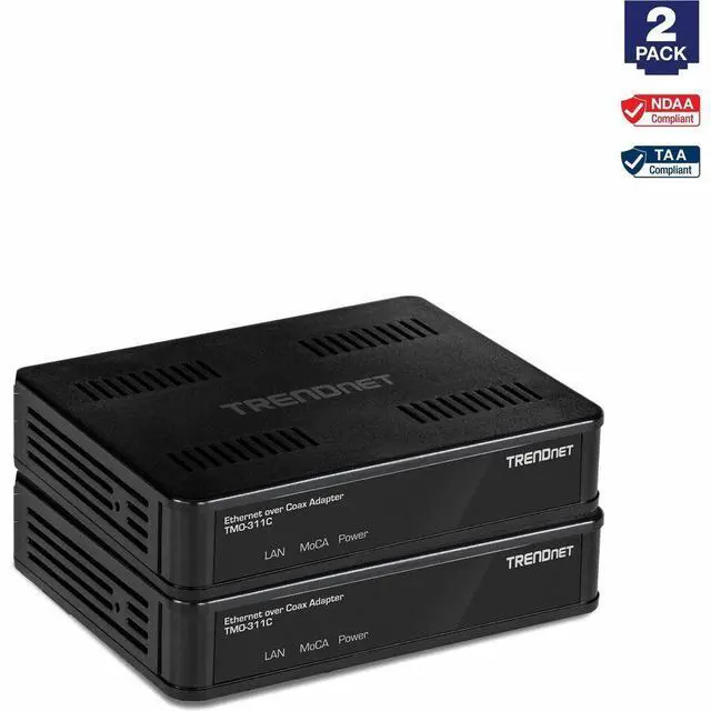 Alt view image 8 of 18 - TRENDnet Ethernet Over Coax Adapter,(2-Pack), Backward Compatible with MoCA 2.0, Gigabit LAN Port, Supports Net Throughput Up to 1Gbps, Supports Up to 16 Nodes on One Network, Black, TMO-311C2K