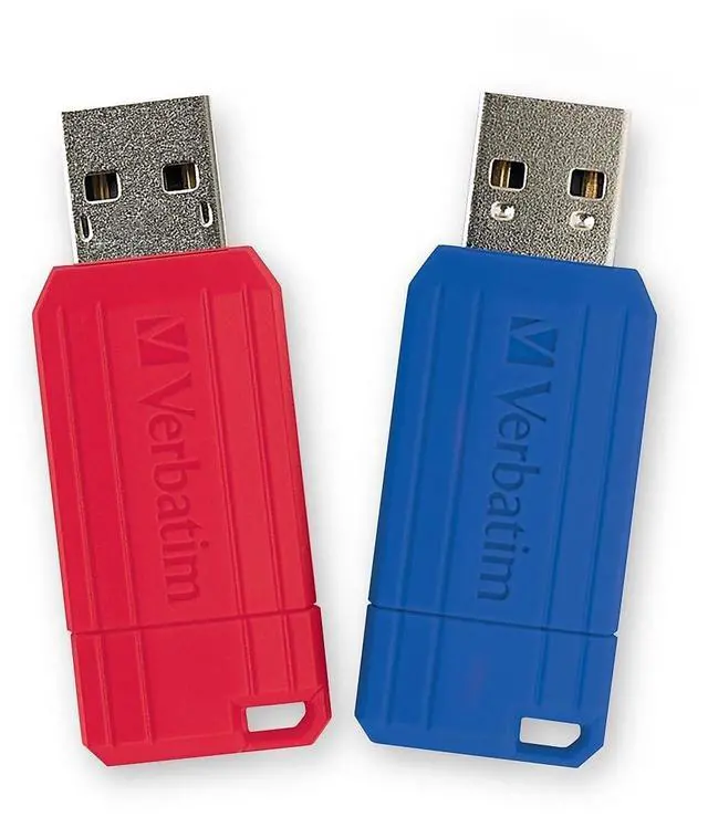 Alt view image 11 of 14 - Verbatim PinStripe 128GB USB 2.0 Type-A Flash Drive Red and Blue 2/Pack (70391)