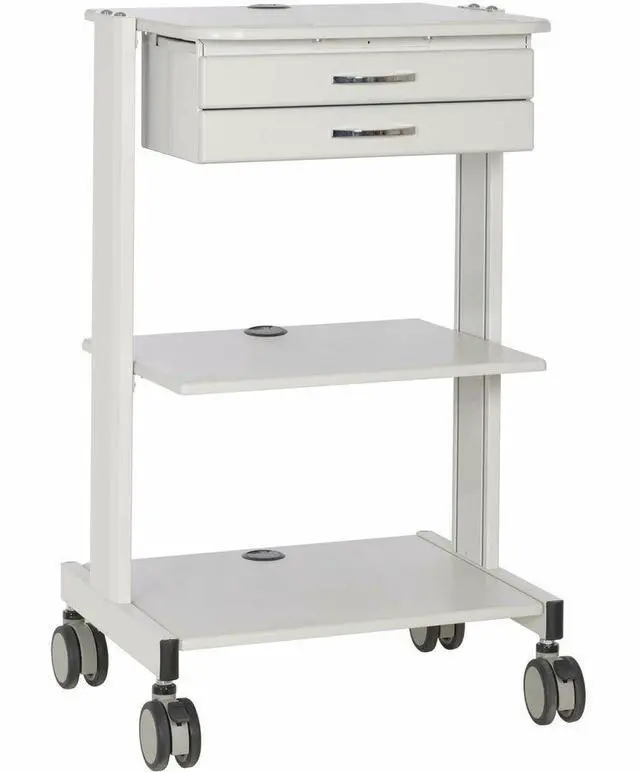 Alt view image 9 of 15 - Tripp Lite Mobile Standing Desk 2 Adjustable Shelf & 2 Metal Storage Drawers, TAA Compliant, Home Office & School, 5-Year Warranty, White