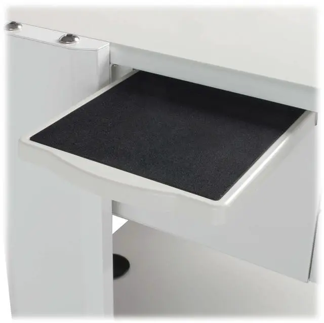 Alt view image 10 of 15 - Tripp Lite Mobile Standing Desk 2 Adjustable Shelf & 2 Metal Storage Drawers, TAA Compliant, Home Office & School, 5-Year Warranty, White