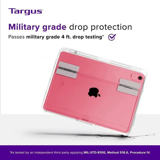 Alt view image 10 of 13 - Targus Click-In Clear Case + Kickstand for 10.9" iPad 10th gen Phantom THD927GL