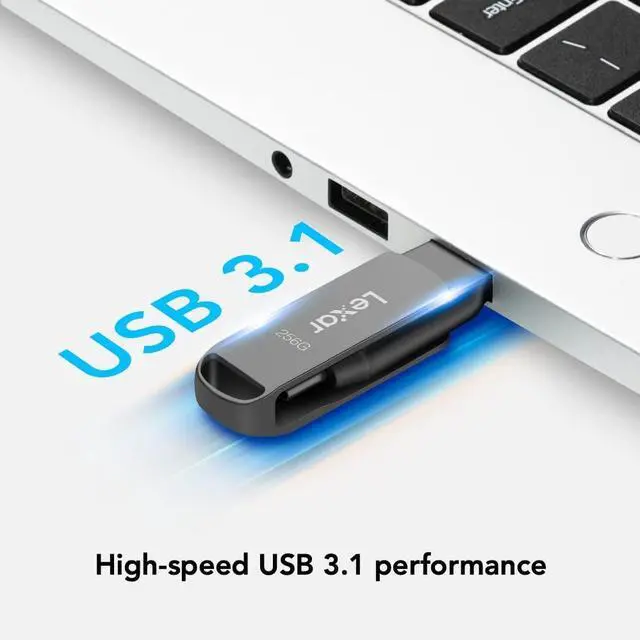 Alt view image 16 of 18 - Lexar JumpDrive D400 Dual 128GB USB 3.1 Flash Drive Titanium (LJDD400-128GBNU)
