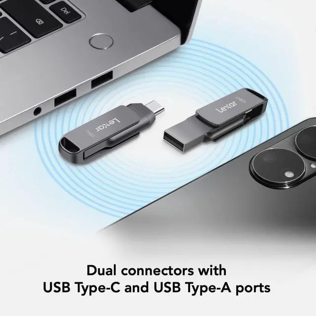 Alt view image 14 of 18 - Lexar JumpDrive D400 Dual 128GB USB 3.1 Flash Drive Titanium (LJDD400-128GBNU)