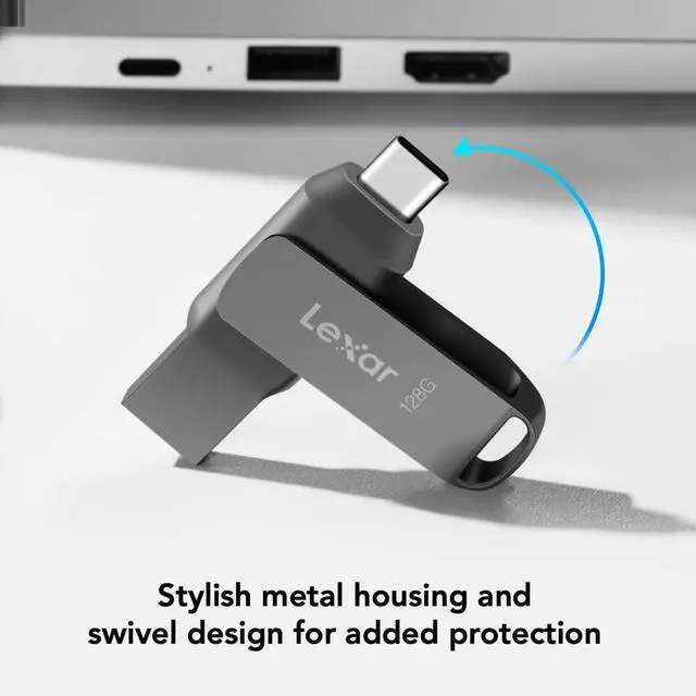 Alt view image 17 of 18 - Lexar JumpDrive D400 Dual 128GB USB 3.1 Flash Drive Titanium (LJDD400-128GBNU)