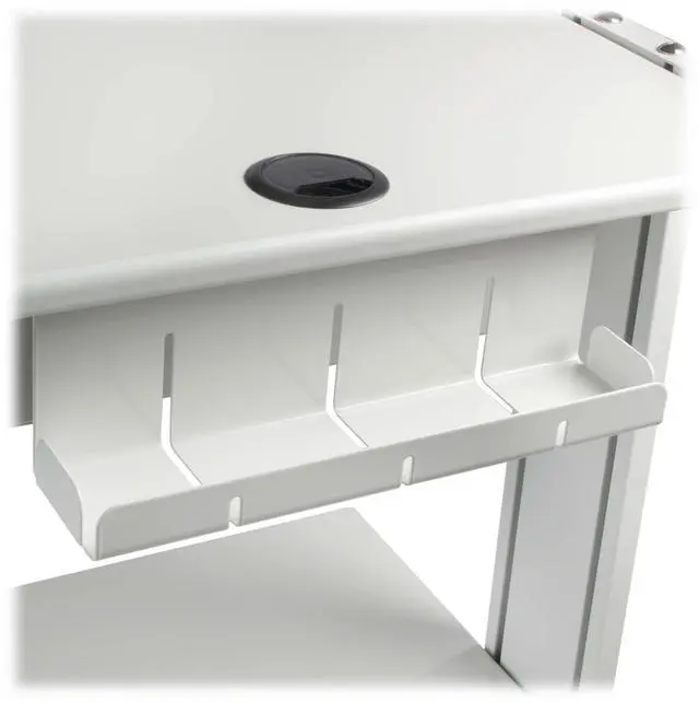 Alt view image 12 of 15 - Tripp Lite Mobile Standing Desk 2 Adjustable Shelf & 2 Metal Storage Drawers, TAA Compliant, Home Office & School, 5-Year Warranty, White