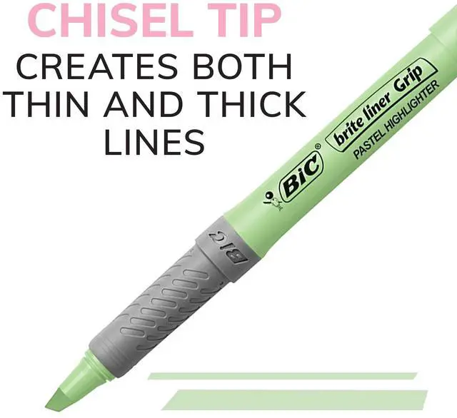 Alt view image 16 of 19 - Bic Brite Liner Grip Highlighter, Assorted Pastel, 12/DZ (BICGBLD11AST)