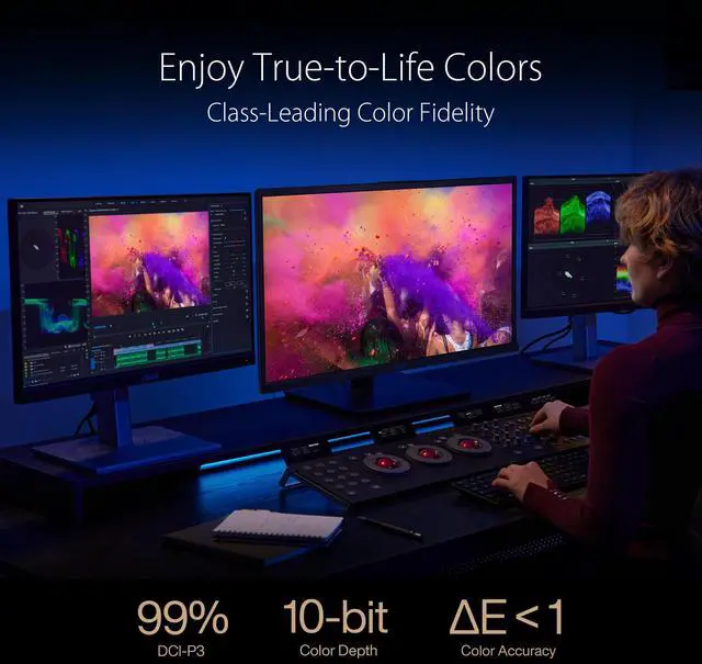 Alt view image 7 of 10 - ASUS ProArt Display OLED PA27DCE-K Professional Monitor 27-inch (26.9-inch viewable), OLED, 4K UHD (3840 x 2160), 99% DCI-P3, HDR-10, HLG, E < 1, USB-C PD 80W