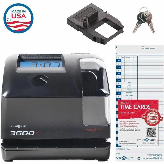 Alt view image 2 of 3 - Pyramid Time Systems 3600SS Time Clock and Document Stamp