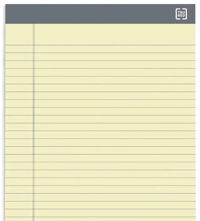 Alt view image 16 of 16 - TRU RED Notepads 8.5" x 14" Wide Ruled Canary 50 Sheets/Pad 12 Pads/Pack TR57371