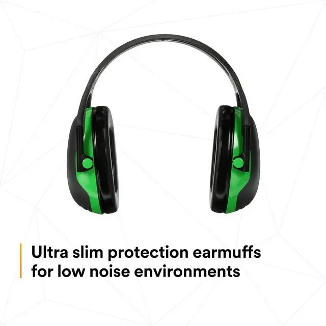 Alt view image 7 of 12 - 3M - X1A - 22dB Over-the-Head Ear Muffs, Black, Green