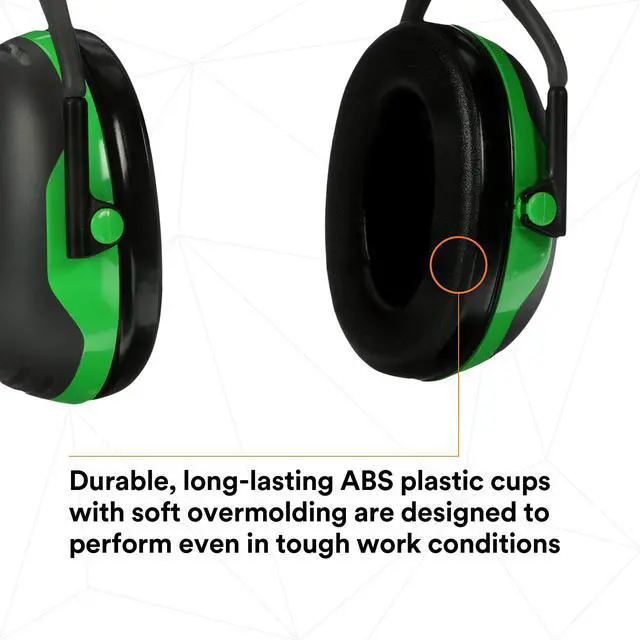 Alt view image 9 of 12 - 3M - X1A - 22dB Over-the-Head Ear Muffs, Black, Green