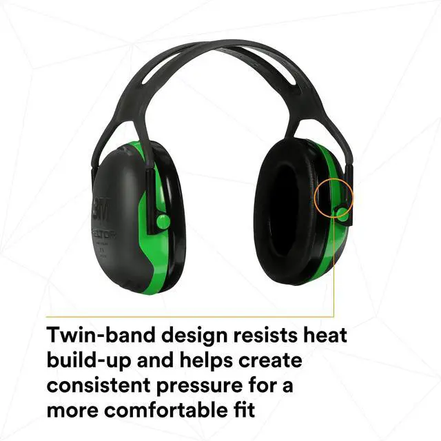 Alt view image 11 of 12 - 3M - X1A - 22dB Over-the-Head Ear Muffs, Black, Green