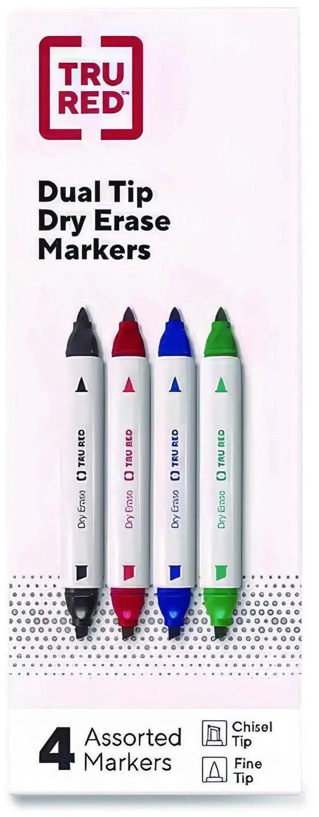 Main image of TruRed Tank Style Twin-Tip Dry Erase Marker Assorted Colors 4/Pack TR57838
