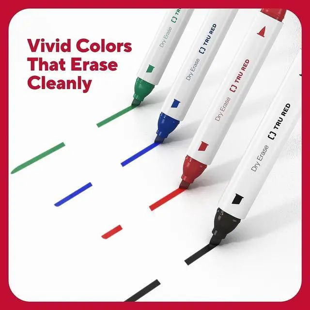 Alt view image 5 of 7 - TruRed Tank Style Twin-Tip Dry Erase Marker Assorted Colors 4/Pack TR57838