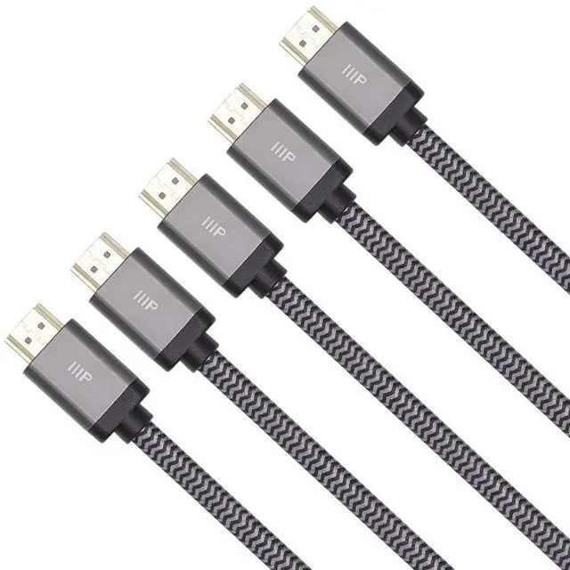 Alt view image 8 of 10 - Monoprice 8K Braided HDMI 2.1 Cable - 6 Feet - Black | Ultra High Speed, 48Gbps, Compatible With Sony PS5 / Microsoft / Xbox Series X & Series S and More