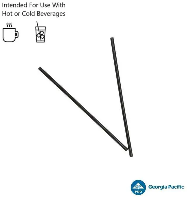 Alt view image 3 of 5 - Dixie 8" Plastic Slim Straws Black 500Pk S8BLK
