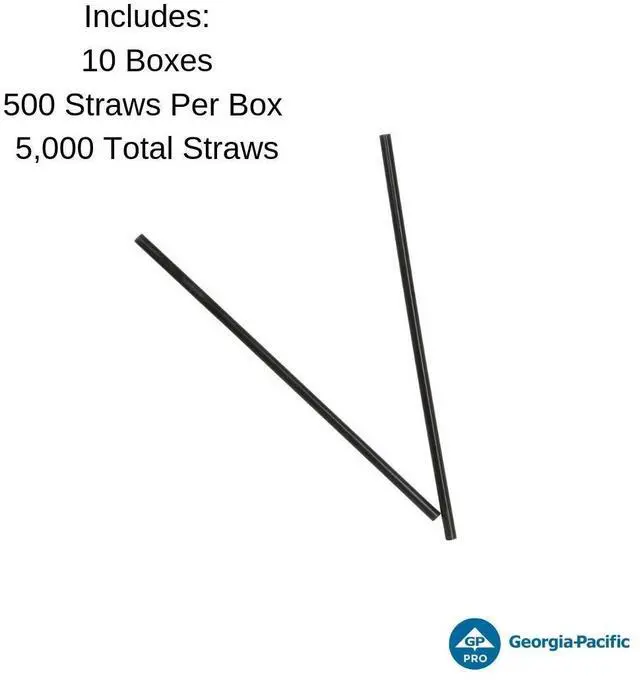 Alt view image 5 of 5 - Dixie 8" Plastic Slim Straws Black 500Pk S8BLK