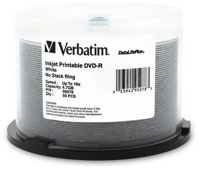 Alt view image 5 of 6 - 50PK DVD-R 16X 4.7GB WHITE