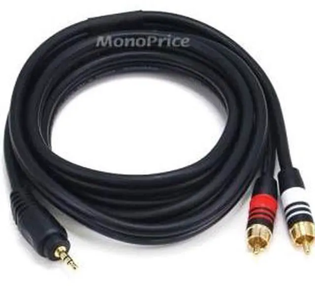 Alt view image 5 of 7 - Monoprice 6ft Premium 3.5mm Stereo Male to 2RCA Male 22AWG Cable (Gold Plated) - Black