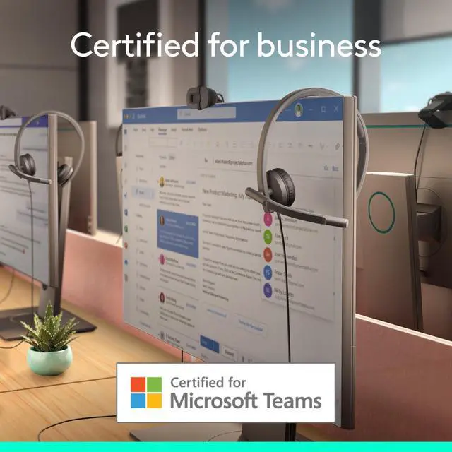 Alt view image 9 of 14 - Logitech H570e USB Headset With Microphone for PC and Mac, USB-A Wired Headset With Stereo Sound, Noise-Canceling Mics and Inline Controls, Certified for Microsoft Teams, Black - Microsoft Teams Certi