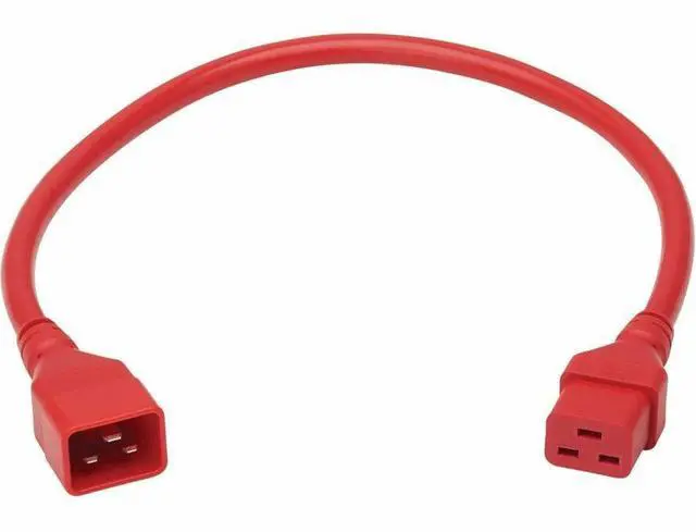 Alt view image 9 of 9 - Eaton Tripp Lite Series Power Extension Cord, C20 to C19 - Heavy-Duty, 20A, 250V, 12 AWG, 2 ft. (0.6 m), Red - For Server Chassis, Server, Router, Network Device, UPS, PDU, Network Switch - 12 Gauge -