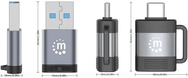 Alt view image 10 of 20 - Manhattan 2-Piece Set: USB-C to USB-A & USB-A to USB-C Adapters - 1 x 24-pin USB 3.2 (Gen1) Type C - Male, 1 x 9-Pin USB 3.2 (Gen1) Type A - Female - 1 x 24-pin USB 3.2 (Gen1) Type C - Female, 1 x