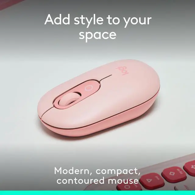 Alt view image 9 of 14 - Logitech POP Mouse - Wireless - 32.81 ft - Bluetooth - Rose - Scroll Wheel - 4 Button(s) - 1 x AA Battery Supported