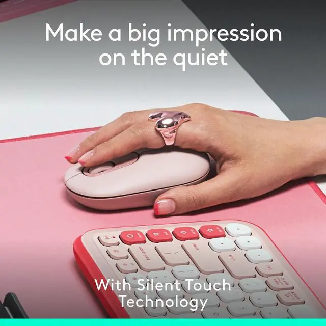 Alt view image 12 of 14 - Logitech POP Mouse - Wireless - 32.81 ft - Bluetooth - Rose - Scroll Wheel - 4 Button(s) - 1 x AA Battery Supported