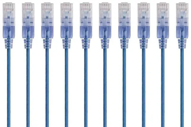 Alt view image 10 of 14 - Monoprice SlimRun Cat6A Ethernet Patch Cable - Network Internet Cord - RJ45, 550Mhz, UTP, Pure Bare Copper Wire, 10G, 30AWG, 5ft, Black, 10-Pack
