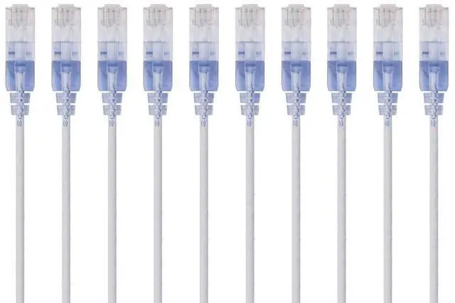 Alt view image 12 of 14 - Monoprice SlimRun Cat6A Ethernet Patch Cable - Network Internet Cord - RJ45, 550Mhz, UTP, Pure Bare Copper Wire, 10G, 30AWG, 5ft, Black, 10-Pack