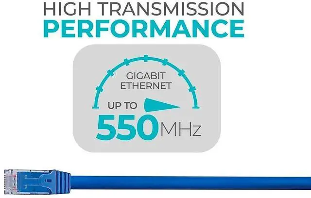 Alt view image 13 of 17 - Monoprice Cat6 Ethernet Patch Cable - 14 Feet - Blue | Network Internet Cord - RJ45, Stranded, 550Mhz, UTP, Pure Bare Copper Wire, 24AWG - Flexboot Series