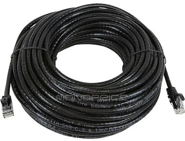 Alt view image 12 of 13 - Monoprice Cat6 Ethernet Patch Cable - 75 Feet - Black | Network Internet Cord - RJ45, Stranded, 550Mhz, UTP, Pure Bare Copper Wire, 24AWG - Flexboot Series