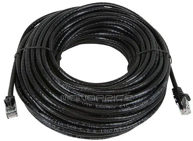 Alt view image 13 of 13 - Monoprice Cat6 Ethernet Patch Cable - 75 Feet - Black | Network Internet Cord - RJ45, Stranded, 550Mhz, UTP, Pure Bare Copper Wire, 24AWG - Flexboot Series