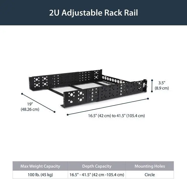 Alt view image 8 of 12 - STARTECH.COM UNIRAILS2U 2U FIXED 19IN UNIVERSAL SVR