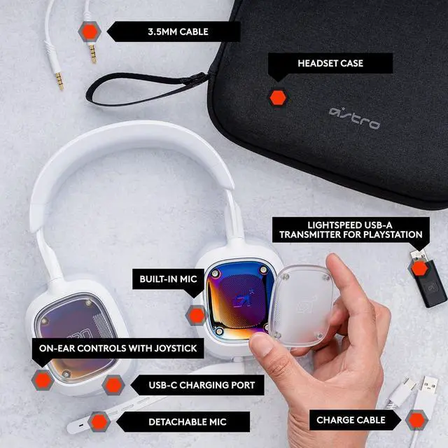Alt view image 6 of 7 - Astro A30 Wireless Gaming Headset with Case White/PS PS5 939-001992